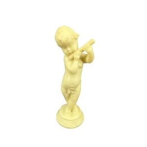 Vintage Wilton Cherub Angel Cake Topper Playing Flute Figurine Cream Plastic